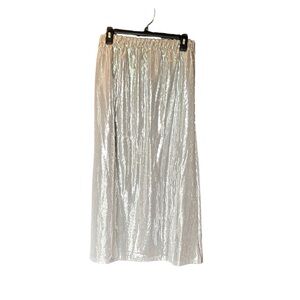Serra White Sequin Pleated Pencil Skirt